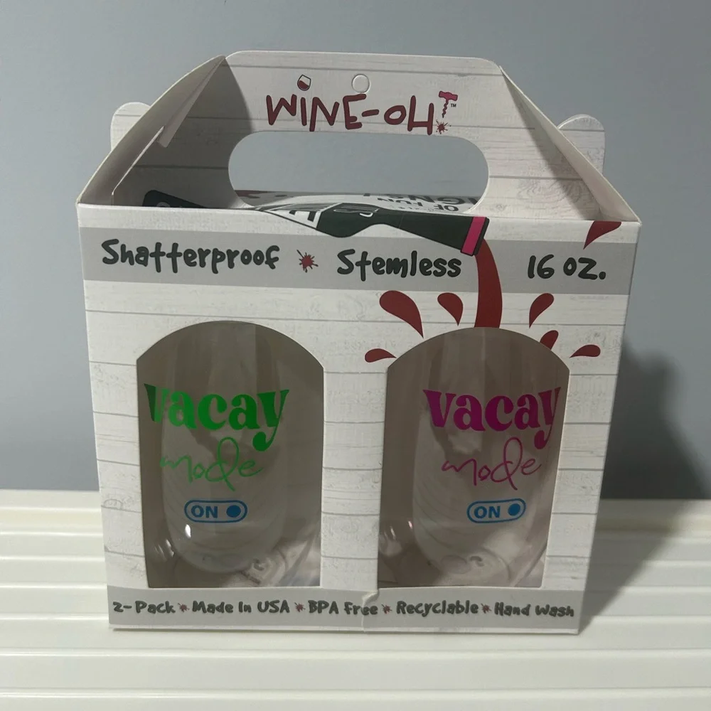 Vacay Mode On Shatterproof Stemless Plastic Wine Glasses